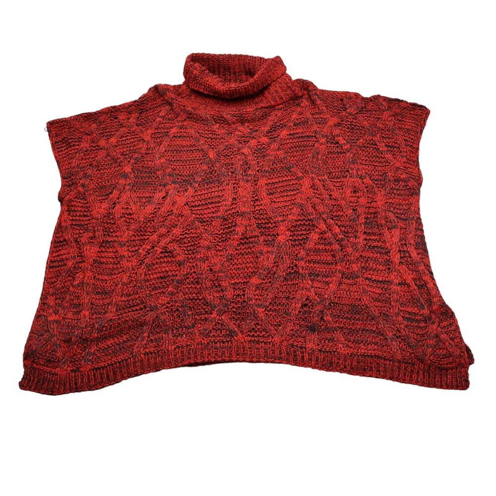 Basico Sweater Womens Red Sleeveless Cowl Neck Simple Wear Slit Knitted Pullover